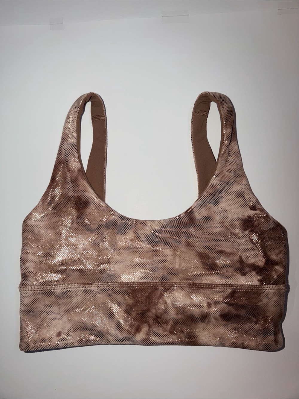 LULULEMON Align reversible shine metallic brown beige gold foil Bra - size 6